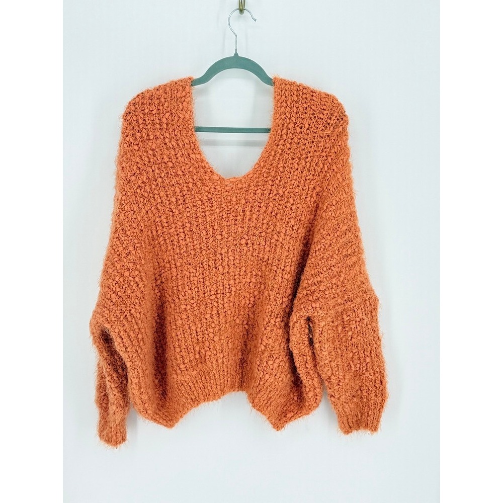POL Women Oversized Cropped Chunky Popcorn Knit Pullover Sweater Size M Autumn